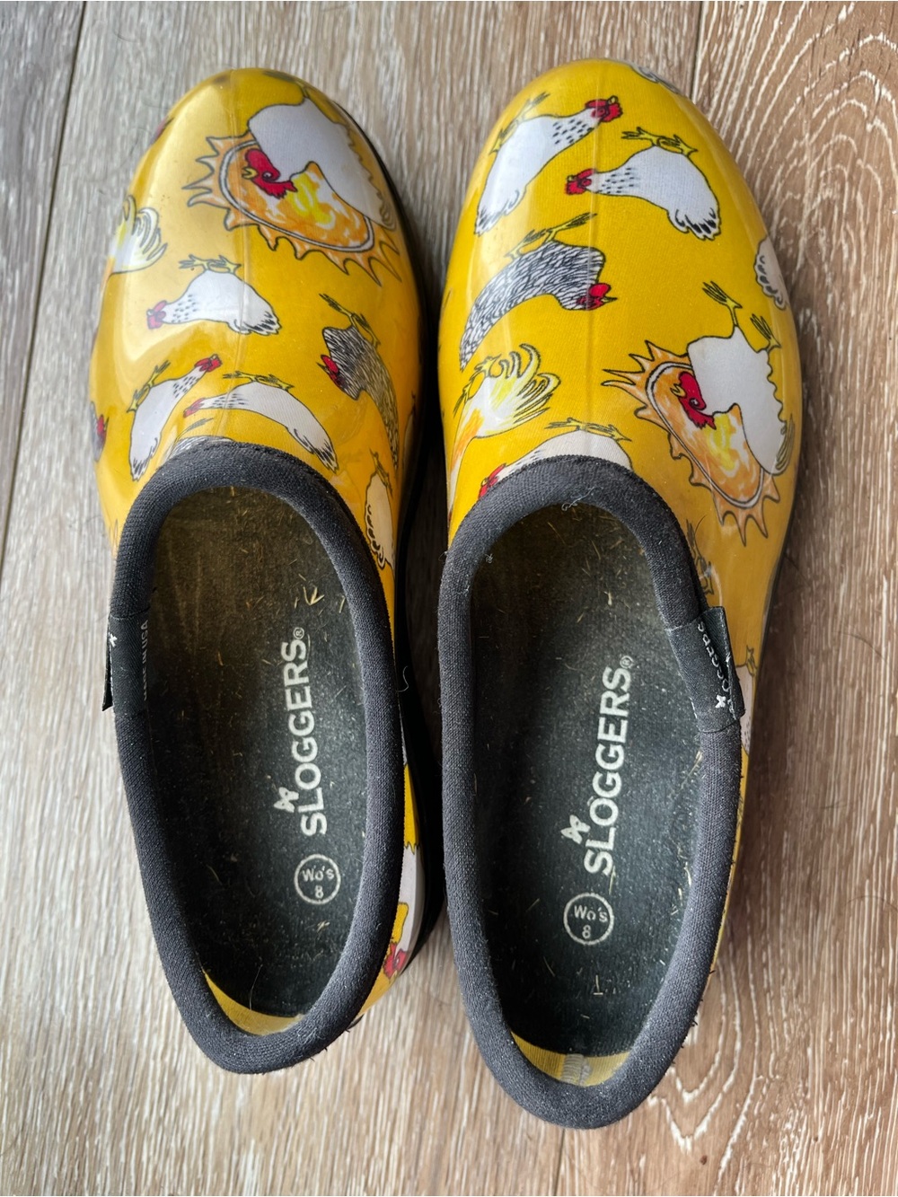 Sloggers Women’s Yellow Chicken-Print Waterproof Clog